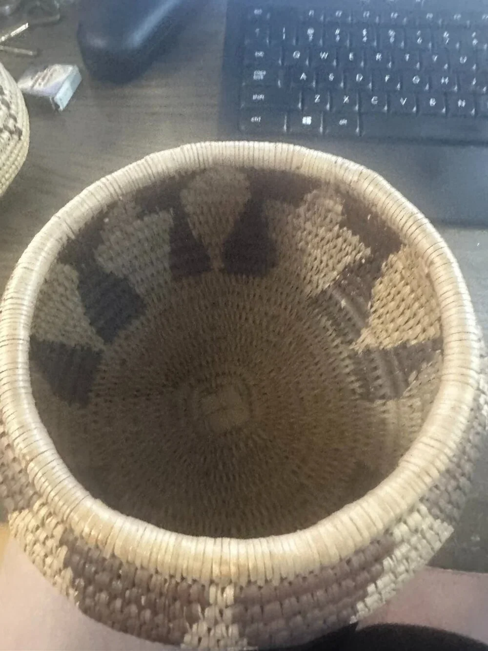 Vintage Tohono O'odha Style Coiled Basket Olla Southwest 7